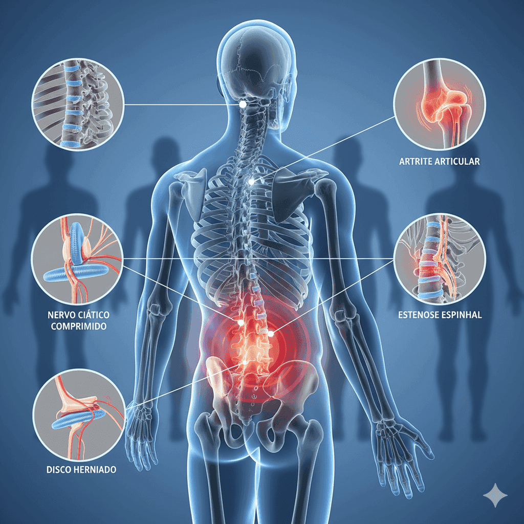Anatomia da coluna vertebral e causas comuns da dor